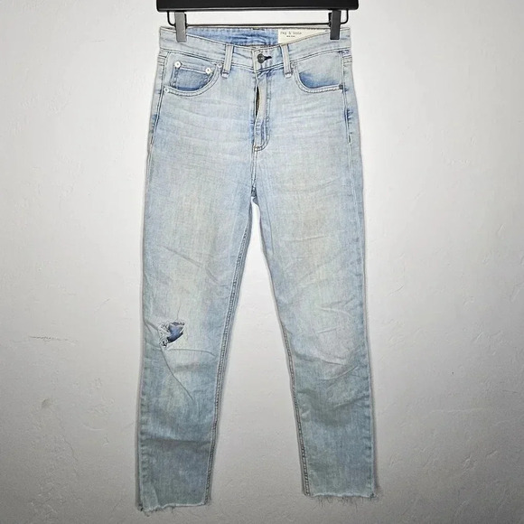 rag & bone Denim - Rag and Bone Light Wash High Rise Skinny Jean Raw Hem Size 23